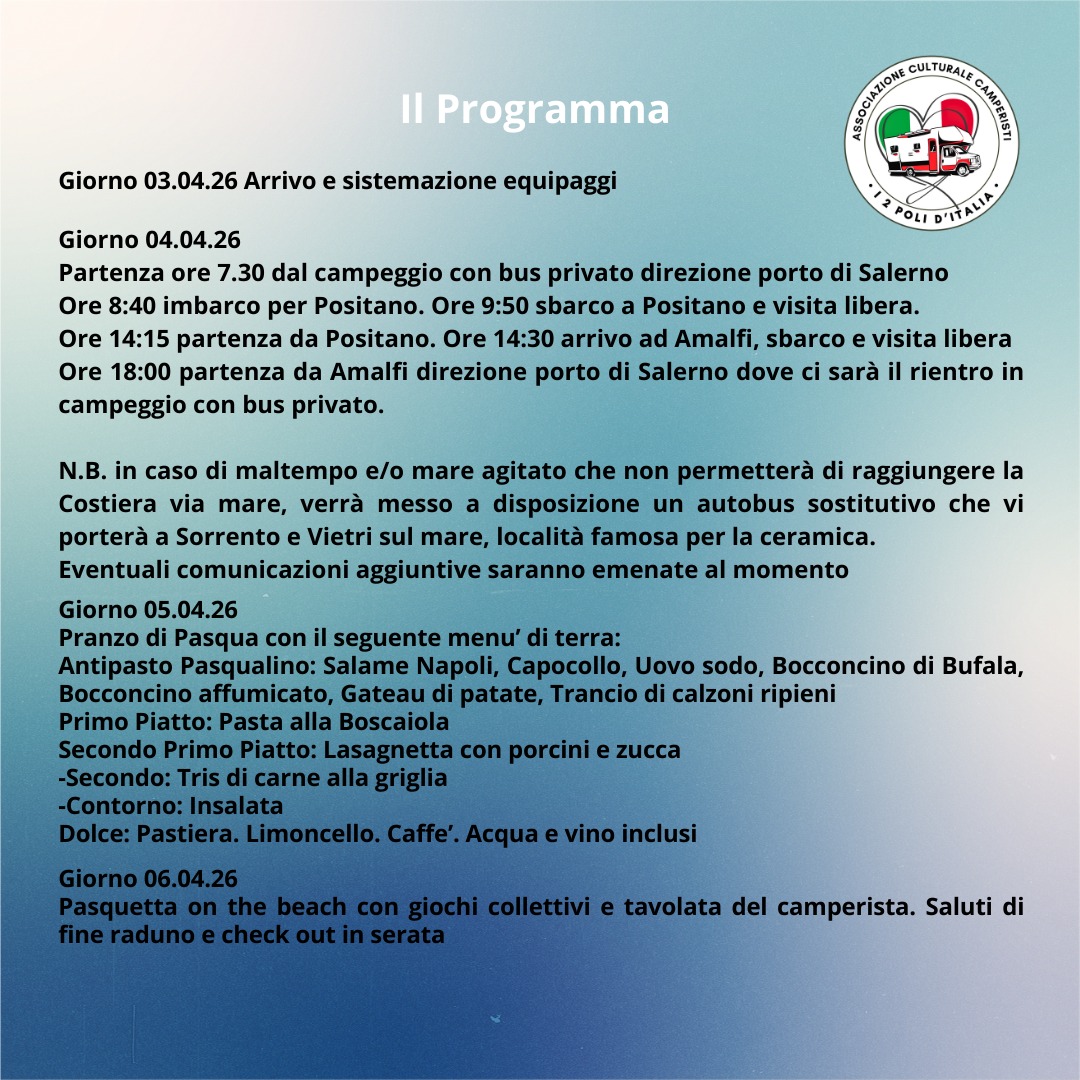 Pasqua 2026: Costiera Amalfitana in Camper